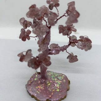 arbre de vie en quartz fraise, arbre de vie en pierre naturelle, pierre naturelle, quartz fraise, fabrication française, fabrication artisanale