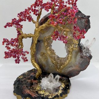 arbre de vie et géode, arbre de vie, arbre de vie en cristal, fait main, fabrication française, fabrication artisanale