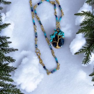 Pendentif en Lapis Lazuli avec turquoise, bijoux fantaisie, fait main, fabrication française, pierres naturelle, turquoise, lapis lazuli