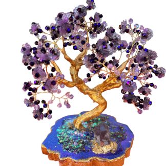 arbre fleuri cristal violet, arbre de vie, fait main, fabrication française, idée cadeau, cristal autrichien