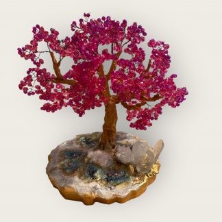 arbre de vie fuchsia, cristal autrichien,, fait main, fabrication artisanale, fabrication française, idée cadeau, idée décoration, tree of life