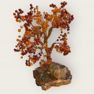 arbre cristal orange rouge, cristal autrichien, arbre de vie, fabrication artisanale, idée cadeau, fait main, fabrication française
